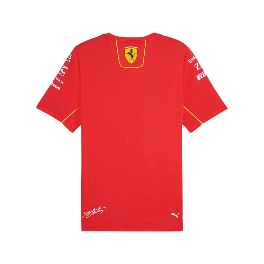 Red sports jersey with Ferrari logo on a white background