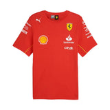 Red sports jersey with various brand logos on a white background