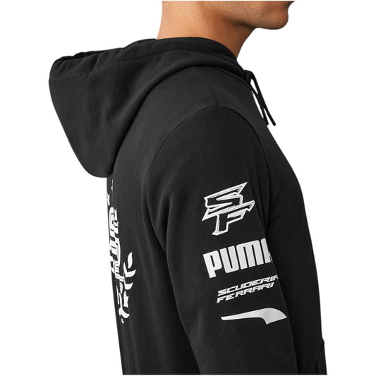 Black hoodie with Puma and Scuderia Ferrari logos on a white background