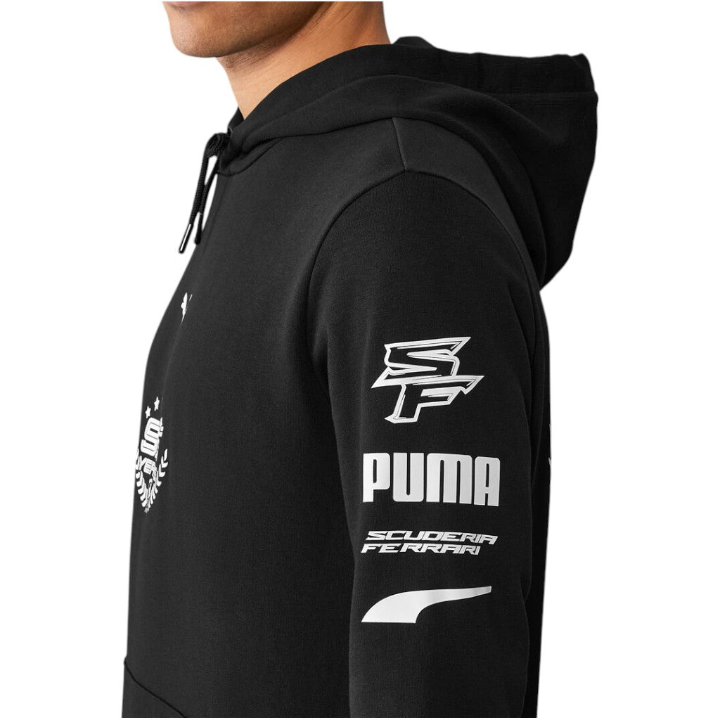 Black hoodie with Puma and Scuderia Ferrari logos on a white background