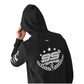 Black hoodie with '99 Years' design on the back, featuring a logo, on a white background.
