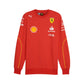 Red sweatshirt with various logos on a white background