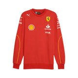 Red sweatshirt with various logos on a white background