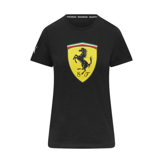 Black t-shirt with Ferrari logo on a white background
