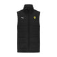 Black puffer vest with Ferrari logo on a white background