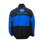 Black and blue jacket with Subaru logo on a white background