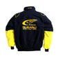 Black and yellow Subaru World Rally Team jacket on a white background