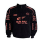 Navy blue jacket with Subaru World Rally Team branding on a white background