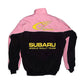 Blue jacket with Subaru World Rally Team logo on a white background