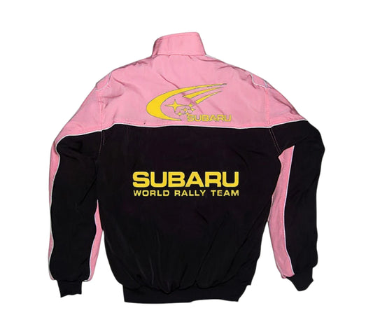 Blue jacket with Subaru World Rally Team logo on a white background