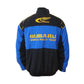 Subaru World Rally Team jacket with blue and black design on a white background