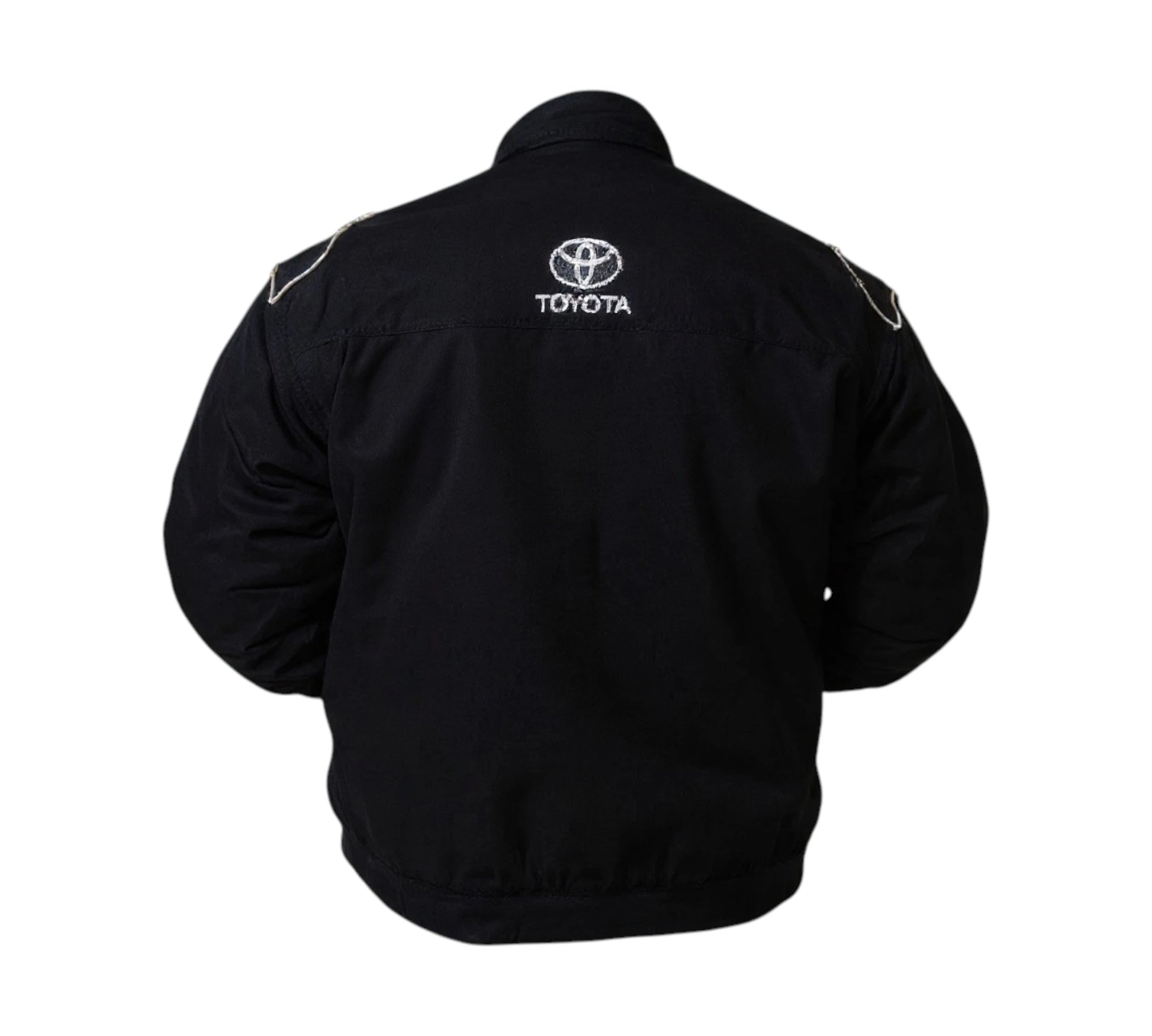 Black jacket with Toyota logo and 'AE-86' text on the back against a white background