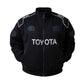 Black jacket with Toyota logos on a white background