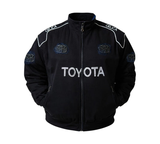 Black jacket with Toyota logos on a white background