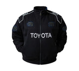 Black jacket with Toyota logos on a white background