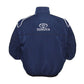 Navy blue jacket with Toyota logo on a white background