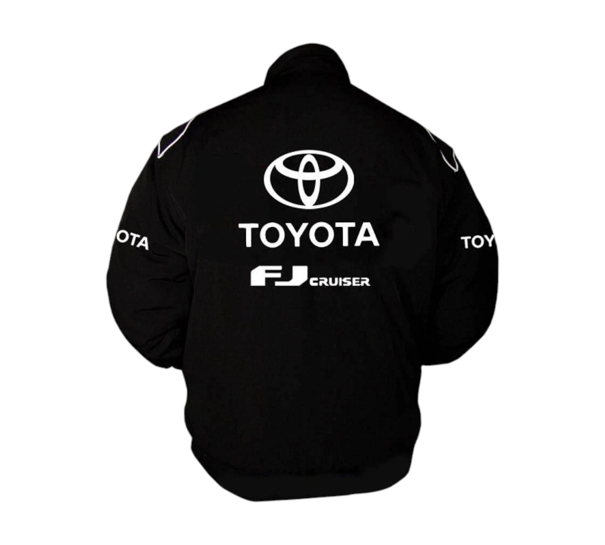Black jacket with Toyota and FJ Cruiser logos on a white background
