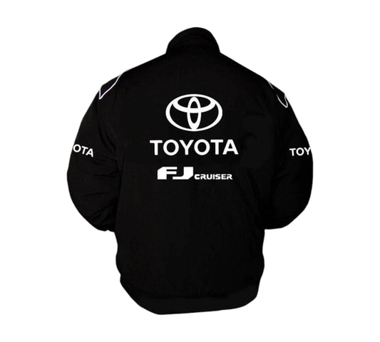 Black jacket with Toyota and FJ Cruiser logos on a white background
