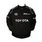 Black jacket with Toyota branding on a white background