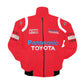 Red jacket with Panasonic Toyota branding on a white background