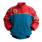 Red and blue jacket with Pontiac logos on a white background