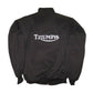 Black jacket with 'Triumph' logo on a white background