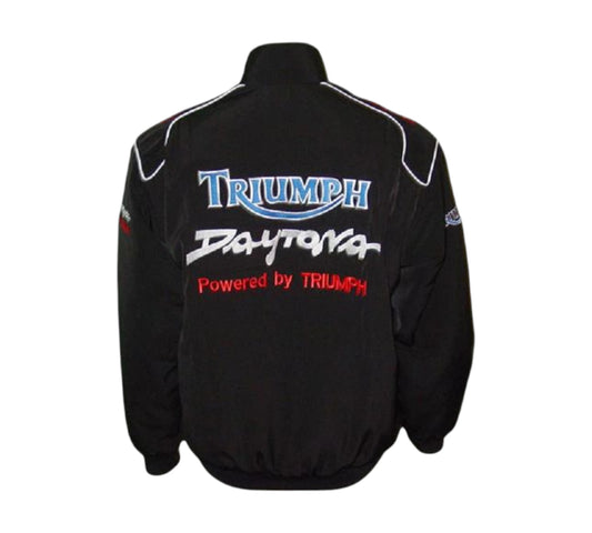 Blue jacket with Triumph and Daytona branding on a white background