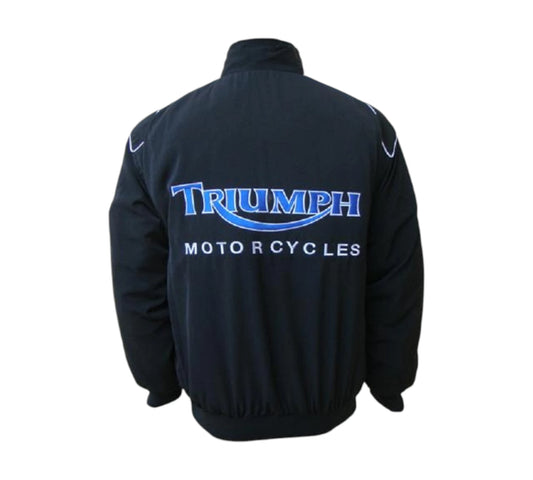 Green jacket with Triumph Motorcycles logo on a white background