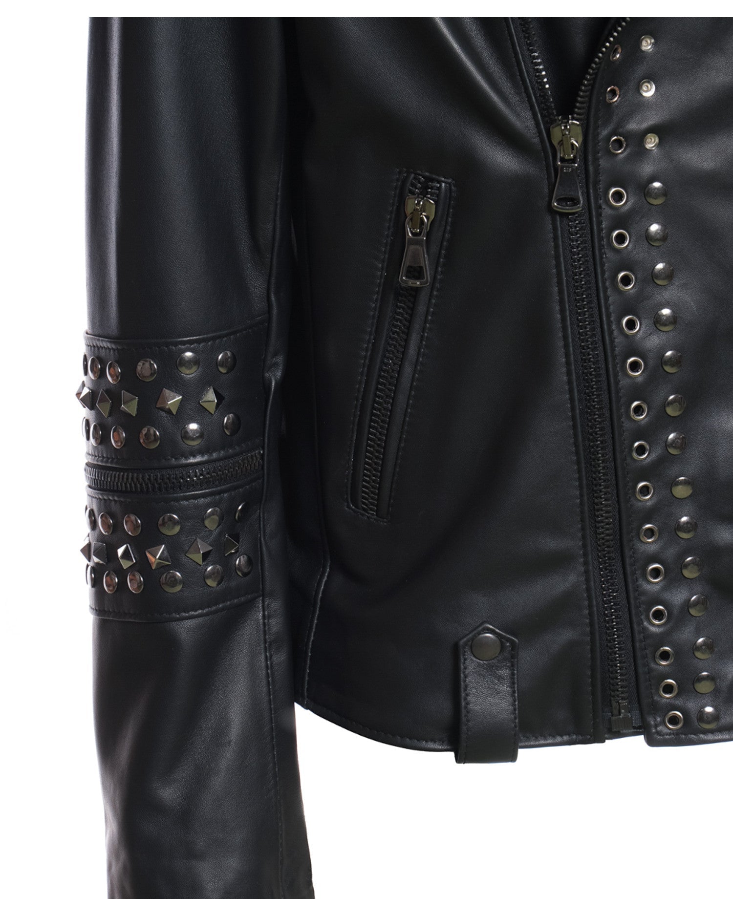 Vasco - Men's Studded Jacket in Genuine Black Leather CROSSOVER RACEWEARS
