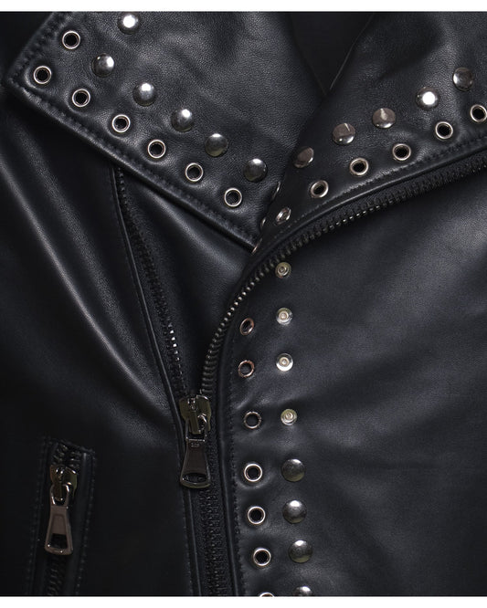 Vasco - Men's Studded Jacket in Genuine Black Leather CROSSOVER RACEWEARS