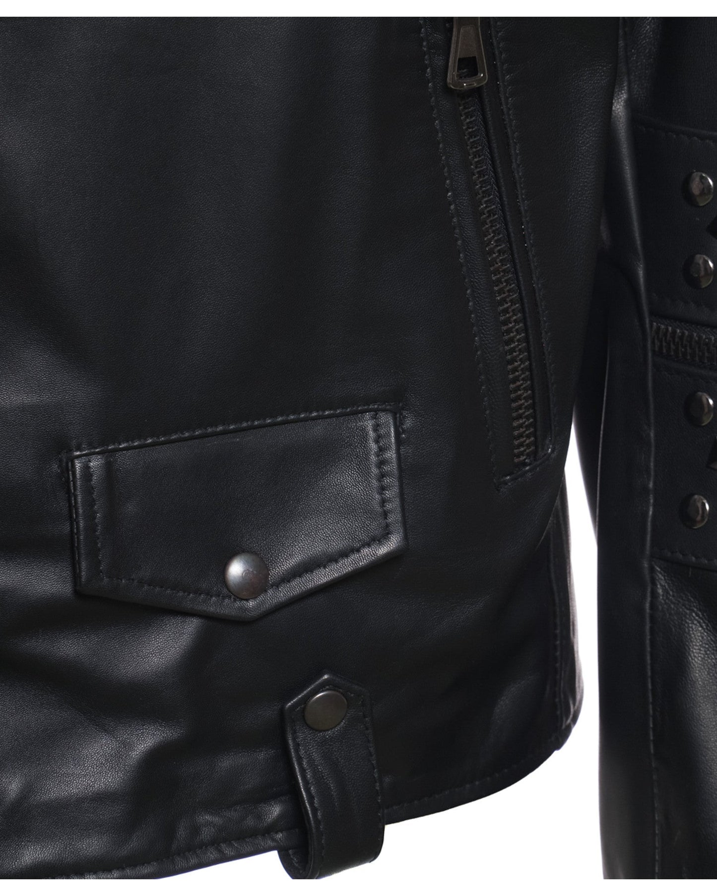 Vasco - Men's Studded Jacket in Genuine Black Leather CROSSOVER RACEWEARS