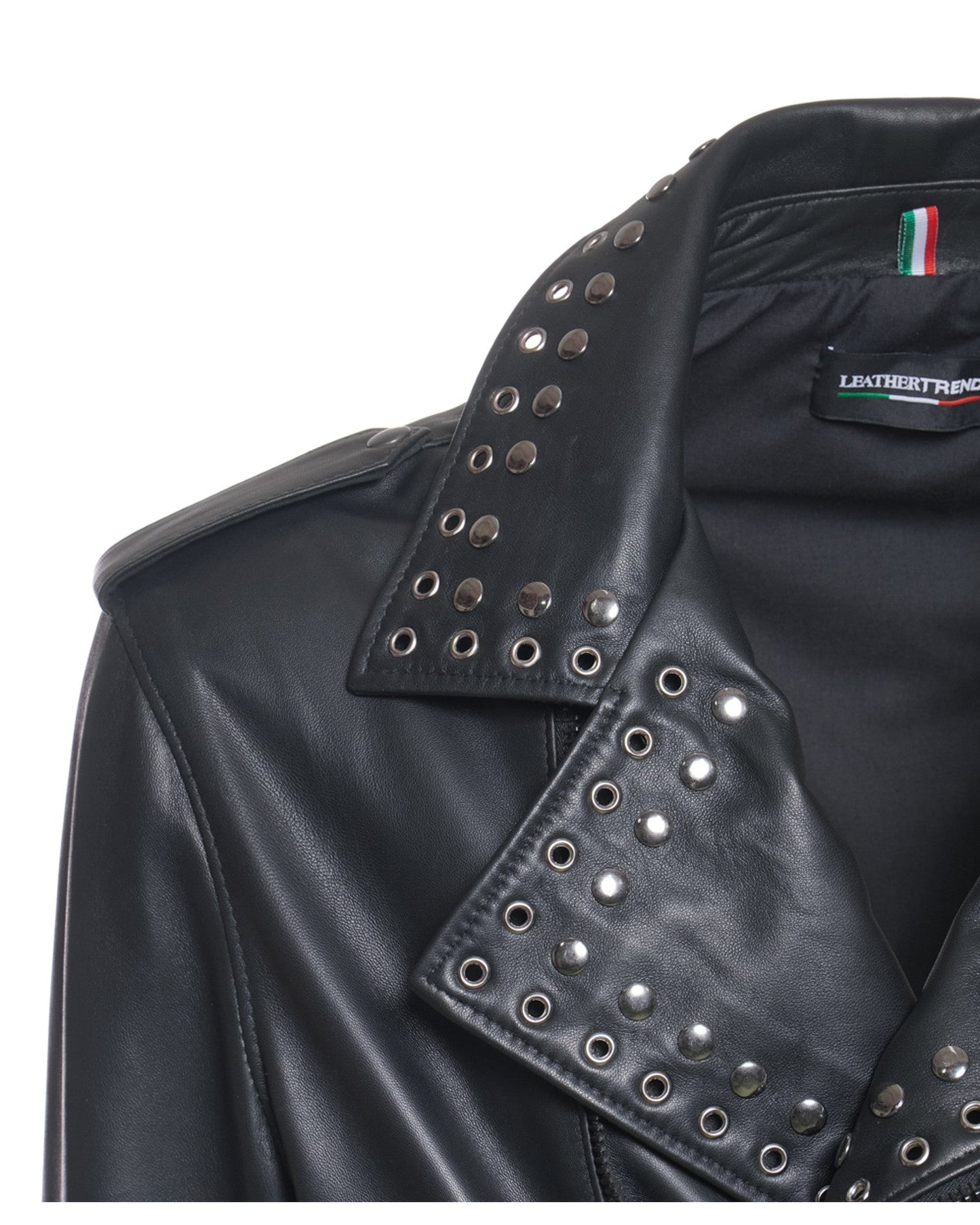 Vasco - Men's Studded Jacket in Genuine Black Leather CROSSOVER RACEWEARS