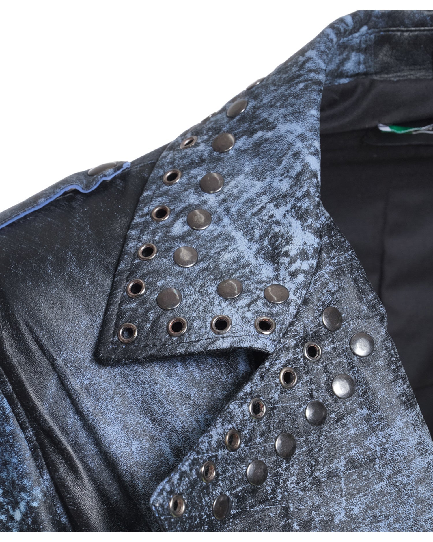 Vasco - Men's Studded Jacket in Genuine Blue Leather CROSSOVER RACEWEARS