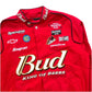 Red racing jacket with various sponsor logos on a white background