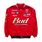 Red jacket with various brand logos on a white background