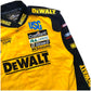 Yellow racing jacket with various sponsor logos on a white background