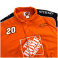 Orange racing jacket with number 20 and Home Depot logo on a white background
