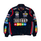 Nascar jacket with various logos and colors on a white background