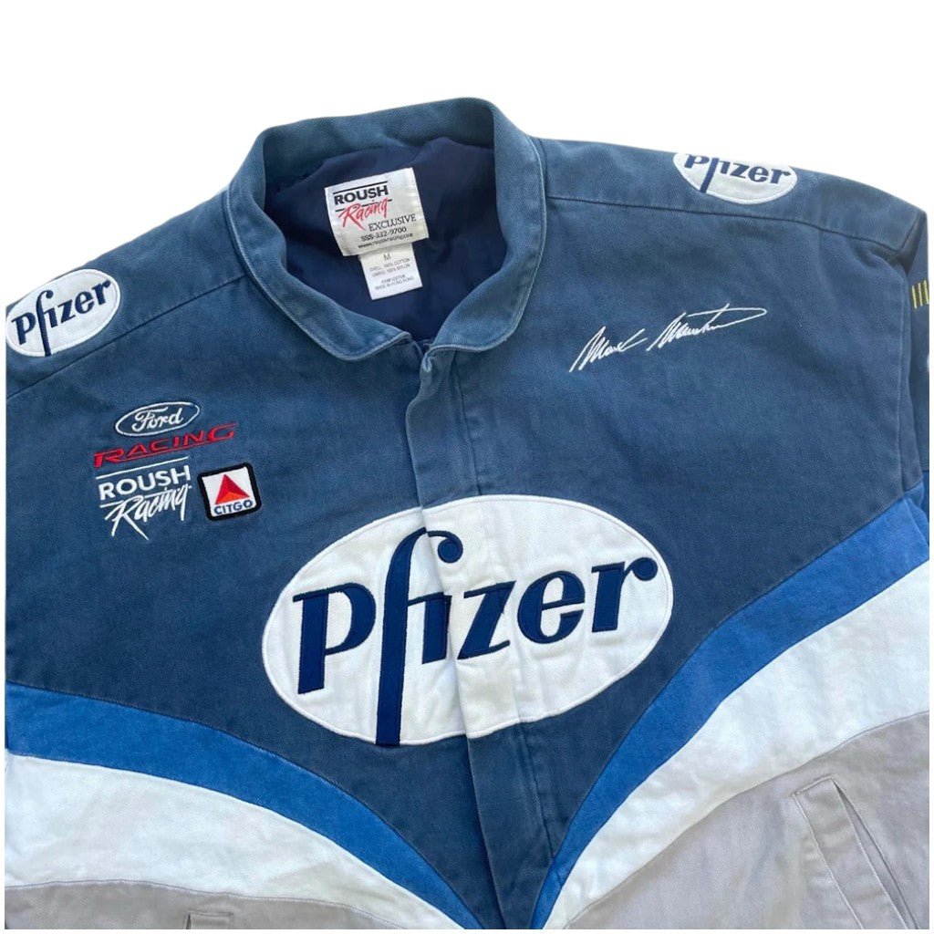 Black jacket with Budweiser and other brand logos on a white background