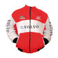 Red and white racing jacket with Volvo and BBS logos on a white background