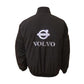 Black jacket with Volvo logo on the back against a white background