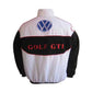 Black jacket with Volkswagen Golf R logo on a white background