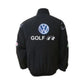 Black jacket with Volkswagen Golf R logo on a white background
