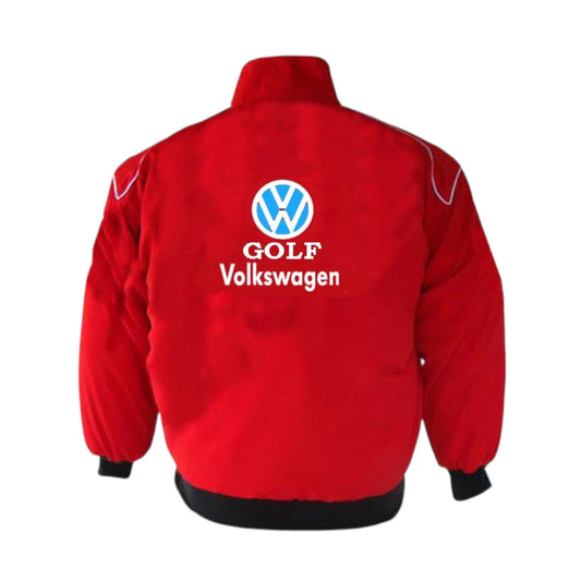 Red jacket with Volkswagen logo and 'Golf' text on a white background