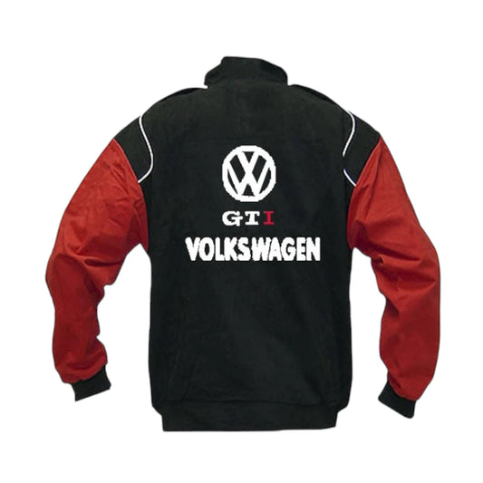 Yellow jacket with Volkswagen logo and text on a white background