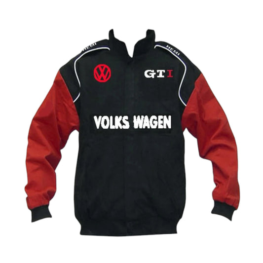 Black and red jacket with Volkswagen logo on a white background