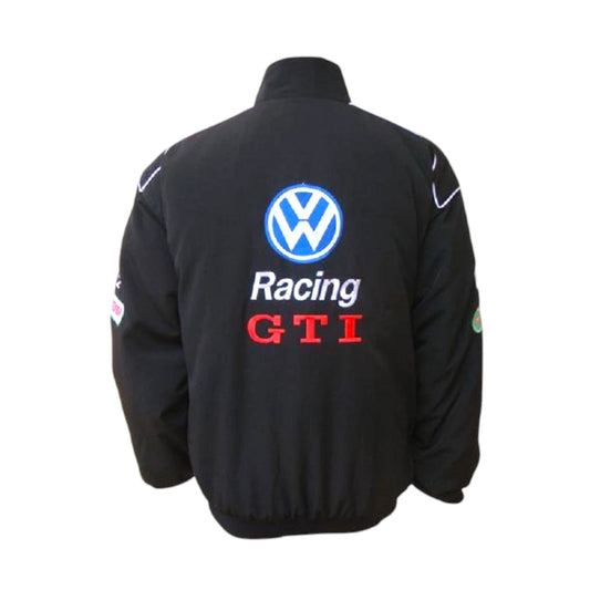 Black jacket with Volkswagen Racing GTI logo on a white background