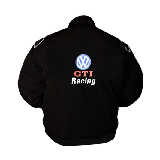 Black jacket with Volkswagen GTI Racing logo on a white background