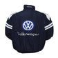 Navy blue jacket with Volkswagen logo on a white background