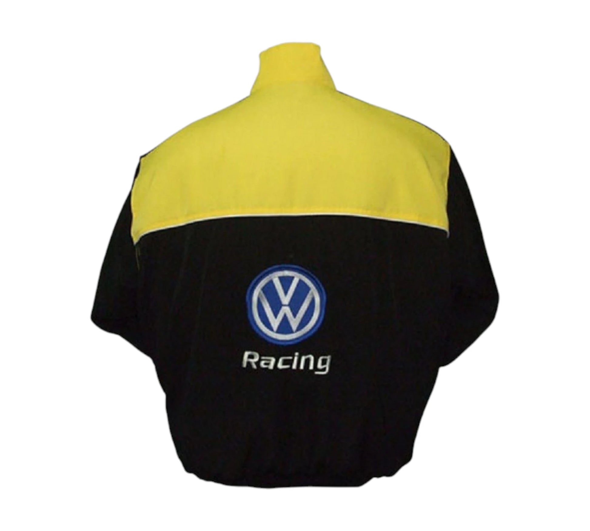 Navy blue jacket with Volkswagen Racing logo on a white background